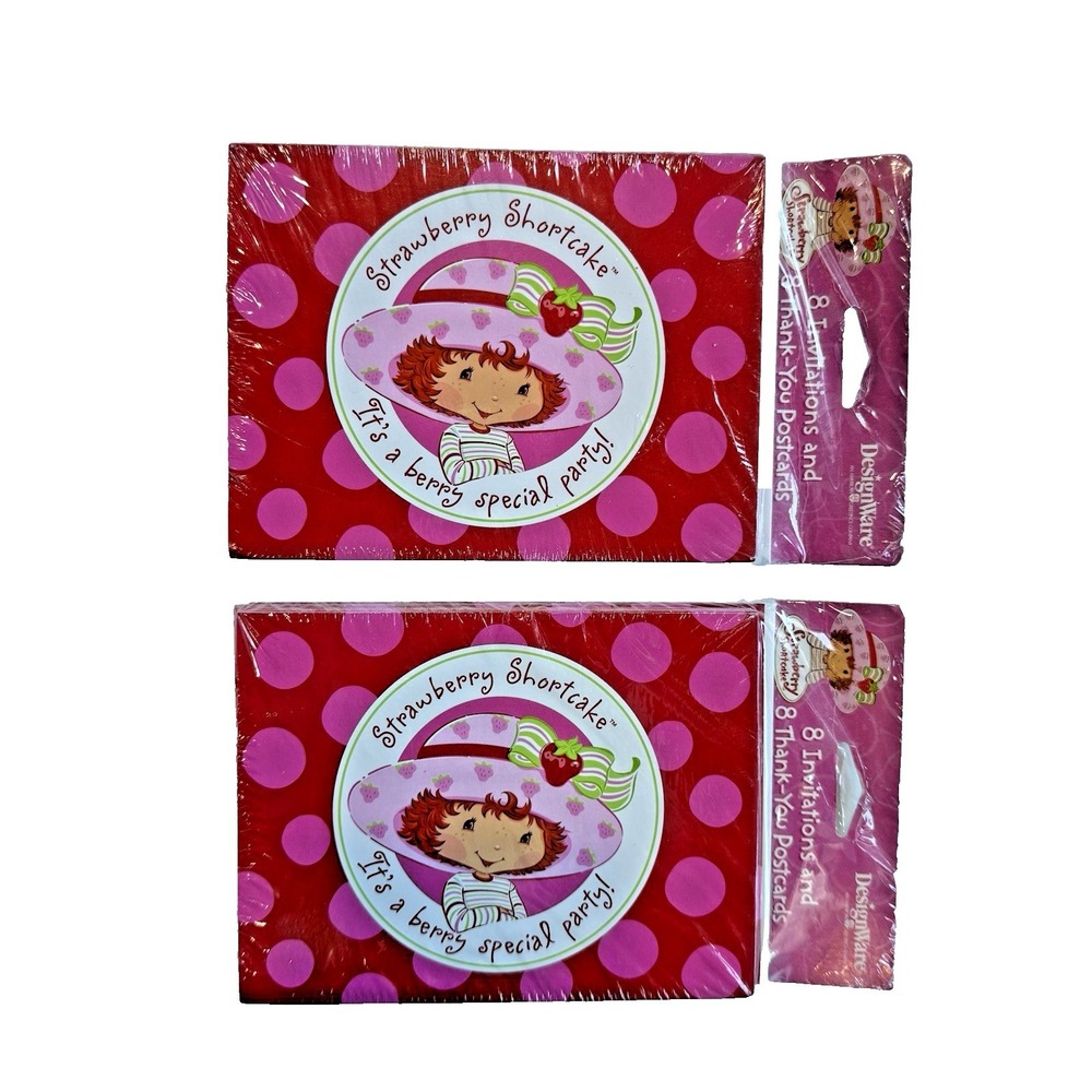 Vintage Strawberry Shortcake Birthday Party Invitation Post Card Supplies Pink